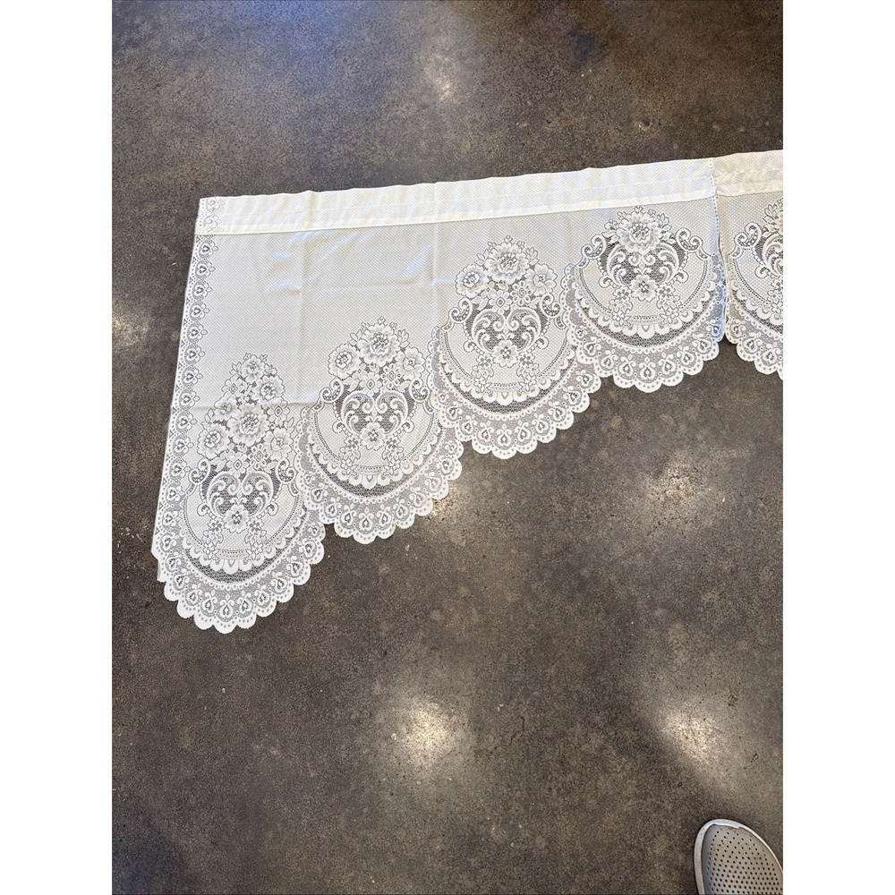 Vintage J.c. penney 78x30 inch Ecru Eva Valences Elizabeth Gray - Picture 2 of 6